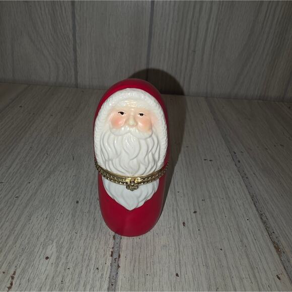 Vtg Santa Claus Hinged Trinket Box Ceramic Christmas Holiday Miniature - Picture 1 of 5